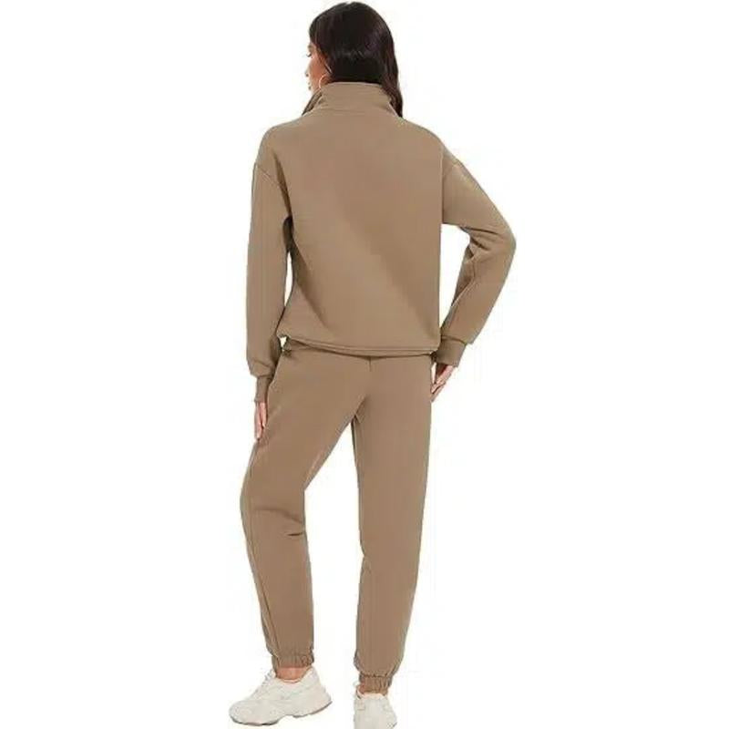 Women'S Spring 2 Piece Sweatsuit Outfit Fleece Loose Long Sleeve Half Zip Pullover Comfy Lounge Sets for Women