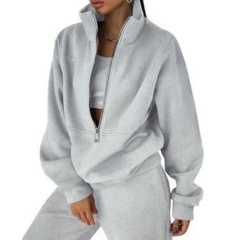 Women'S Spring 2 Piece Sweatsuit Outfit Fleece Loose Long Sleeve Half Zip Pullover Comfy Lounge Sets for Women