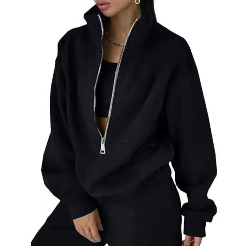Women'S Spring 2 Piece Sweatsuit Outfit Fleece Loose Long Sleeve Half Zip Pullover Comfy Lounge Sets for Women