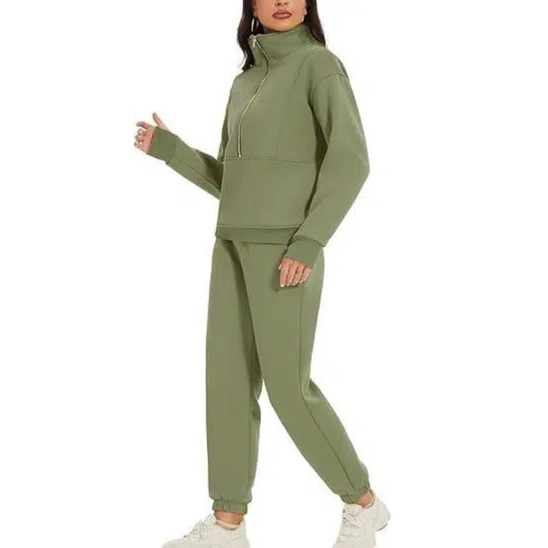 Women'S Spring 2 Piece Sweatsuit Outfit Fleece Loose Long Sleeve Half Zip Pullover Comfy Lounge Sets for Women