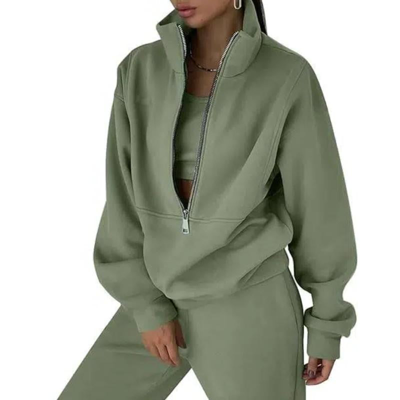 Women'S Spring 2 Piece Sweatsuit Outfit Fleece Loose Long Sleeve Half Zip Pullover Comfy Lounge Sets for Women