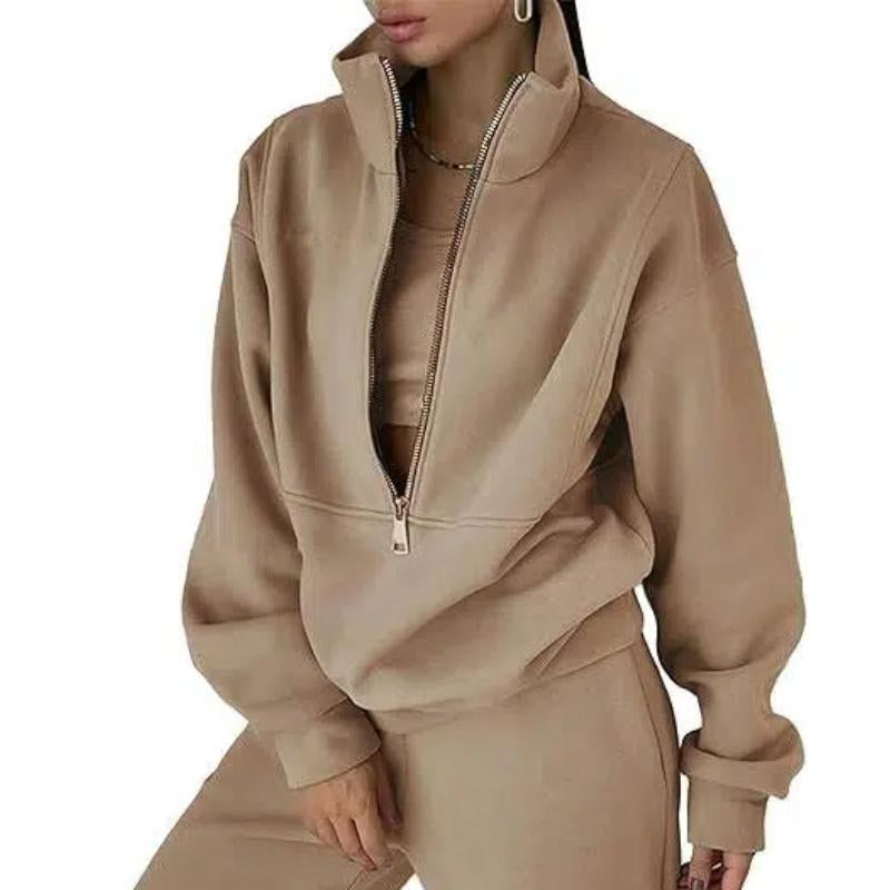 Women'S Spring 2 Piece Sweatsuit Outfit Fleece Loose Long Sleeve Half Zip Pullover Comfy Lounge Sets for Women